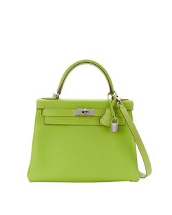 Kelly 28 in Kiwi/Linchen Swift Leather, DB, Strap, P-in Square (2012), 3*